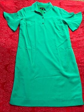 Banana Republic Bright Green Polo Dress Small Flare Sleeve Shift Dress